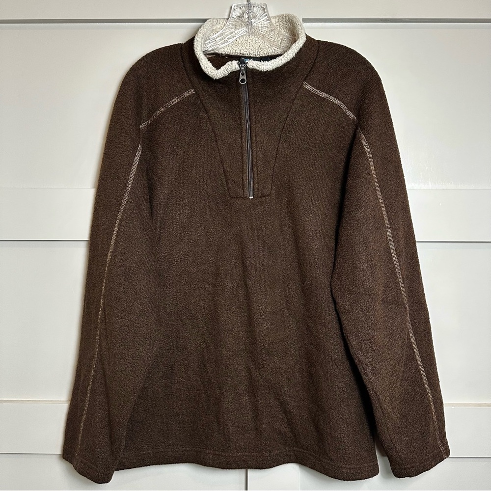 Kuhl Sweater Europa 1/4 Zip Alfpaca Fleece Pullover Sherpa Collar Outdoor Mens M